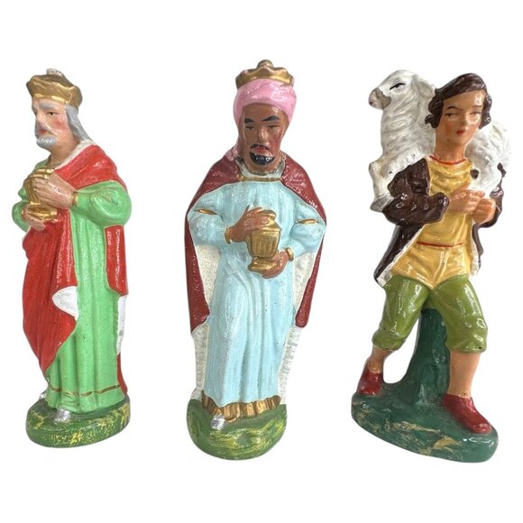 Vintage Hand Painted Nativity Scene Set 8 Figurine & Stable Made West Germany - Picture 2 of 12